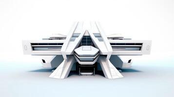 3d futurista ciencia ficción blanco ciudad arquitectura con orgánico rascacielos, para Ciencias ficción o fantasía antecedentes, resumen edificio, generativo ai ilustración foto