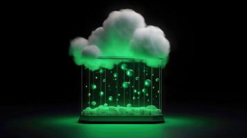 Cloud storage for downloading. digital service or application with data transmission. Network computing technologies. Futuristic Server. Digital space. Data storage, illustration photo
