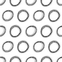 Seamless pattern with black sketch hand drawn pencil scribble ellipse shape on white background. Abstract grunge texture. Vector illustration