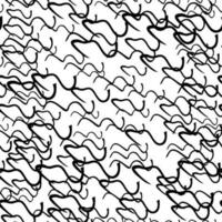 Seamless pattern with black hand drawn doodle wavy lines on white background. Abstract grunge texture. Vector illustration