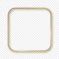 Gold glowing rounded square frame with shadow vector