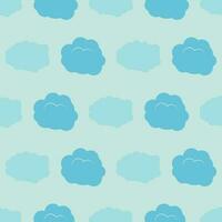 Seamless pattern with clouds on blue sky. Cute endless cloudscape. Vector illustration.