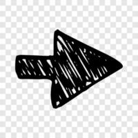 Black hand drawn arrow. Sketch of doodle arrow vector