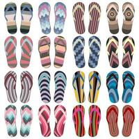 Set of Beach Slippers. Colorful Summer Flip Flops Isolated on White Background vector