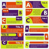 Four sets of three elements of infographic design. Step by step infographic design template. Vector illustration