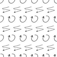 Seamless pattern with black pencil brushstrokes in abstract shapes on white background. Vector illustration