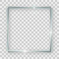 Double silver shiny square frame with glowing effects and shadows vector
