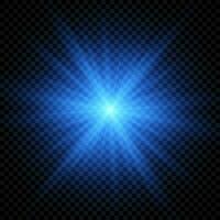 Light effect of lens flares. Blue glowing lights starburst effects with sparkles vector