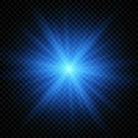 Light effect of lens flares. Blue glowing lights starburst effects with sparkles vector