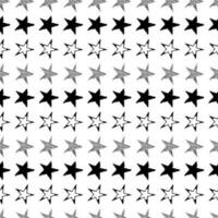 Seamless background of doodle stars. Black hand drawn stars on white background. Vector illustration