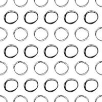 Seamless pattern with black sketch hand drawn brush scribble circles shape on white background. Abstract grunge texture. Vector illustration