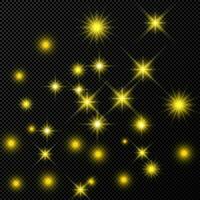 oro fondo con estrellas y polvo destellos vector