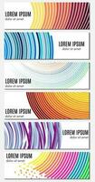 Set of six colorful abstract header banners with curved lines and place for text. Vector backgrounds for web design.