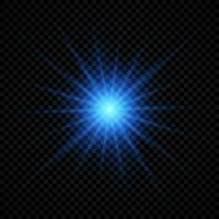 Light effect of lens flares. Blue glowing lights starburst effects with sparkles vector