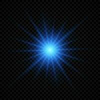 Light effect of lens flares. Blue glowing lights starburst effects with sparkles vector