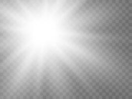 Sunlight on a background. Isolated white rays of light. Vector illustration