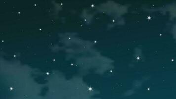 Night sky with clouds and many stars. Abstract nature background with stardust in deep universe. Vector illustration.