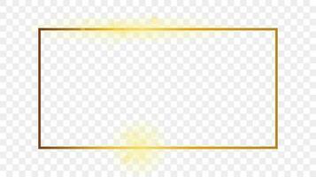 Gold glowing rectangular shape frame vector