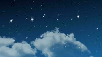 Night sky with clouds and many stars. Abstract nature background with stardust in deep universe. Vector illustration.