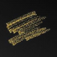 Hand drawn ink spot in gold glitter. Gold ink spot with sparkles isolated on dark vector