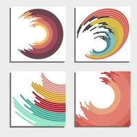 Set of four beautiful abstract backgrounds. Abstract flash light circles. Vector illustration.