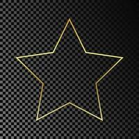 Gold glowing star shape frame isolated on dark vector