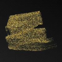 Hand drawn ink spot in gold glitter. Gold ink spot with sparkles isolated on dark vector