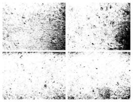 Grunge grainy dirty texture. Set of four abstract urban distress overlay backgrounds. Vector illustration