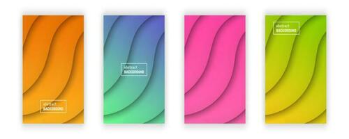 Abstract minimal wave geometric background. Set of four wave layer shape for banner, templates, cards. Vector illustration.