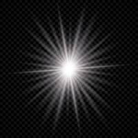 Light effect of lens flare. White glowing light explodes with starburst effects and sparkles vector