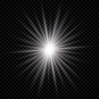 Light effect of lens flare. White glowing light explodes with starburst effects and sparkles vector