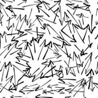 Seamless pattern with black hand drawn doodle arrows on white background. Abstract grunge texture. Vector illustration