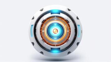 Abstract 3d button, aim control and digital interface, button technology and future tech game, target borders and metallic frames, user data UI display button, illustration photo