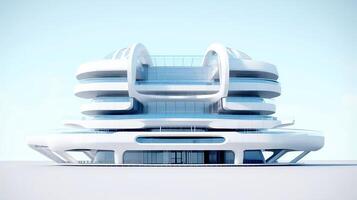 3d futurista ciencia ficción blanco azul ciudad arquitectura con orgánico rascacielos, para Ciencias ficción o fantasía antecedentes, resumen edificio, generativo ai ilustración foto