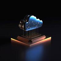 Cloud storage for downloading. digital service or application with data transmission. Network computing technologies. Futuristic Server. Digital space. Data storage, illustration photo