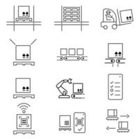 Logistics icons, vector illustration line icons about logistics robotics and technology for supply chain stock illustration