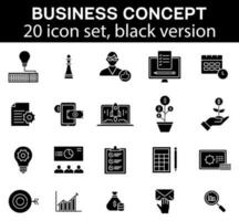 business solutions black icon set vector