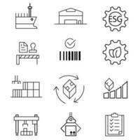 Logistics icons, vector illustration line icons about logistics robotics and technology for supply chain stock illustration