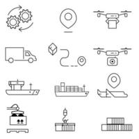 Logistics icons, vector illustration line icons about logistics robotics and technology for supply chain stock illustration