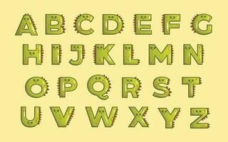 linda dinosaurio alfabeto animal fuente vistoso letra vector