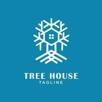 tree house logo line art design vector