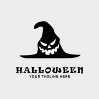 halloween logo line art design vector