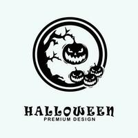 halloween logo line art design vector