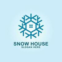 snow house logo line art design vector