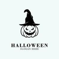 halloween logo line art design vector