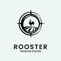 rooster line art design logo illustration icon vector
