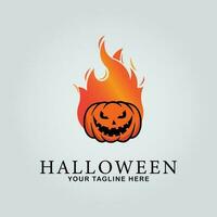 halloween logo line art design vector