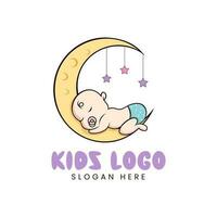 niños logo vector diseño modelo