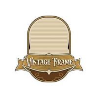 Retro Frame Badge Logo Template Product. can include Country Farm Scenery Sketches, animals, fruits.Hand made with Retro Typography and Borders. Vintage Sketch Emblem. Isolated. vector