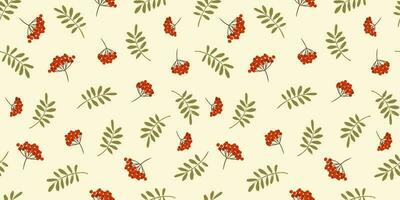 Autumn seamless pattern with Rowan. Vector background for various surface. Hand drawn textures.